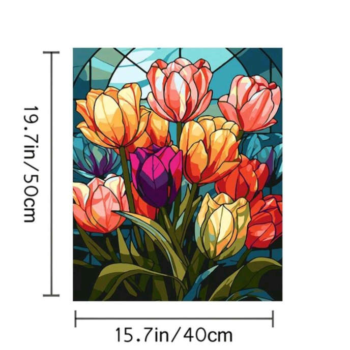 Paint by Numbers: Tulips in Painted Glass