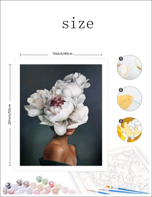Paint by Numbers: Girl with White Rose Headpiece