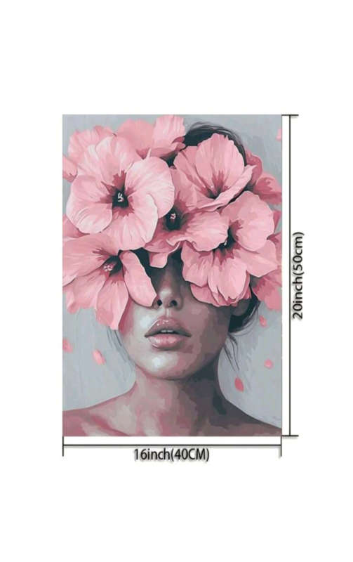 Paint by Numbers: Woman with Pink Flower Face
