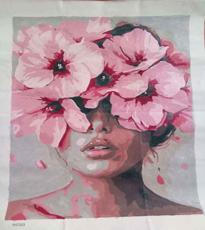 Paint by Numbers: Woman with Pink Flower Face