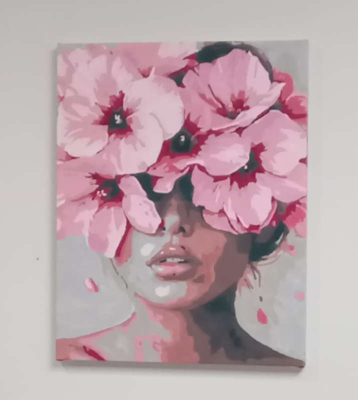 Paint by Numbers: Woman with Pink Flower Face