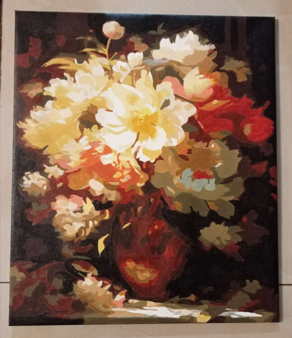 Paint by Numbers: Flowers in Golden Pot