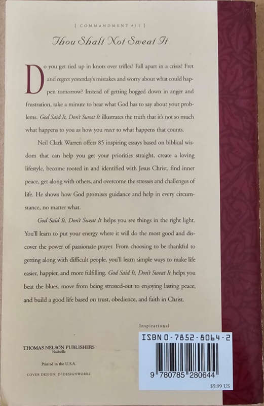 God Said It-Don't Sweat It - Neil Clark Warren