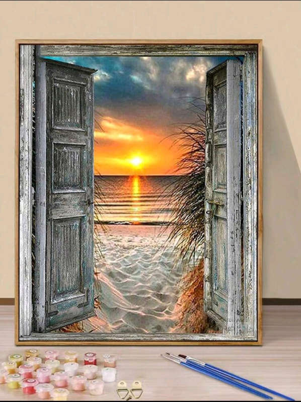Paint by Numbers: Sea View Through Doors