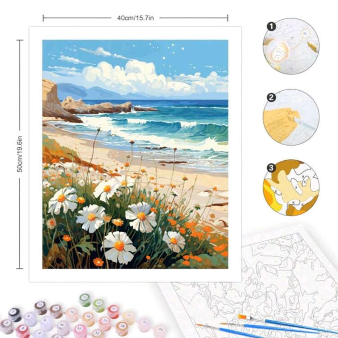 Paint by Numbers: Seaside with Daisies