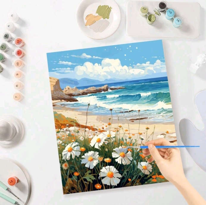 Paint by Numbers: Seaside with Daisies