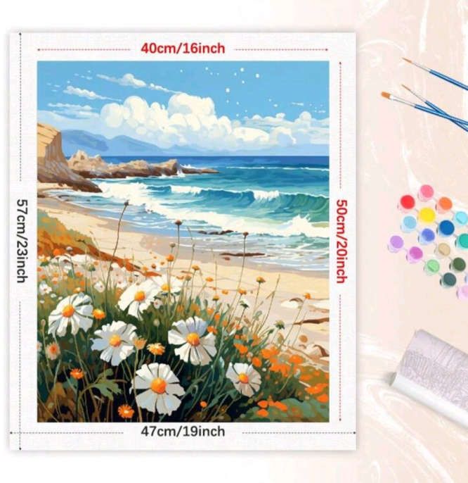 Paint by Numbers: Seaside with Daisies