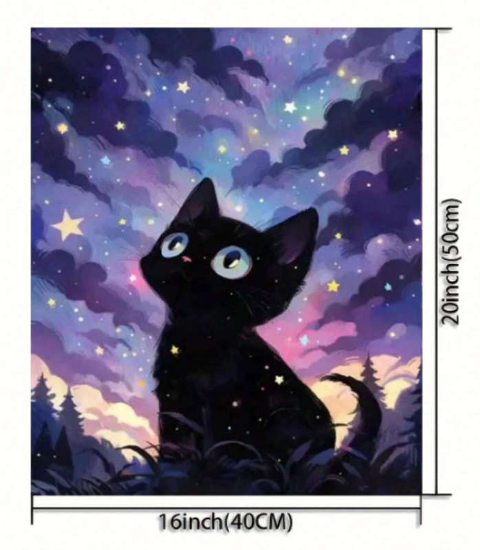 Paint by Numbers: Black Cat in the Night
