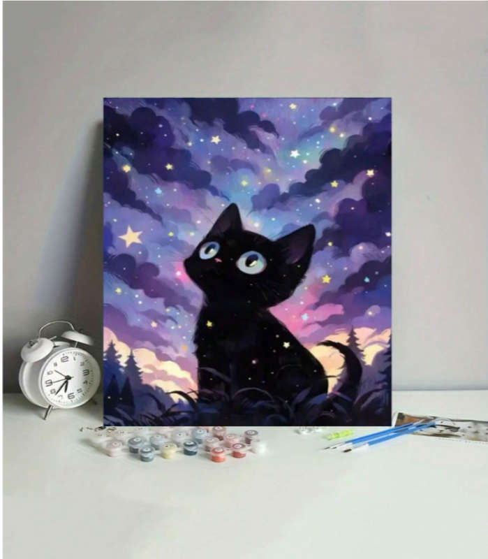 Paint by Numbers: Black Cat in the Night