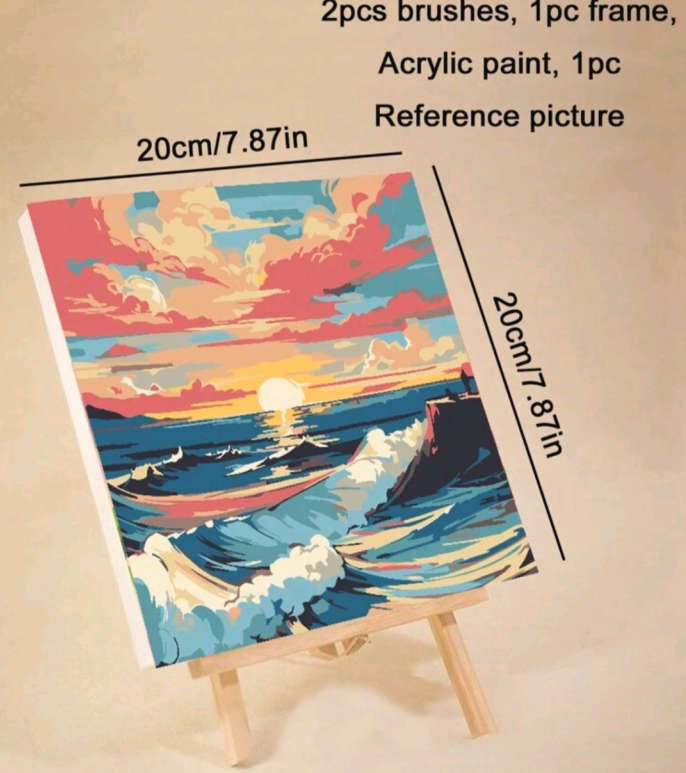 Paint by Numbers: Block Framed Crashing Waves at Sunrise