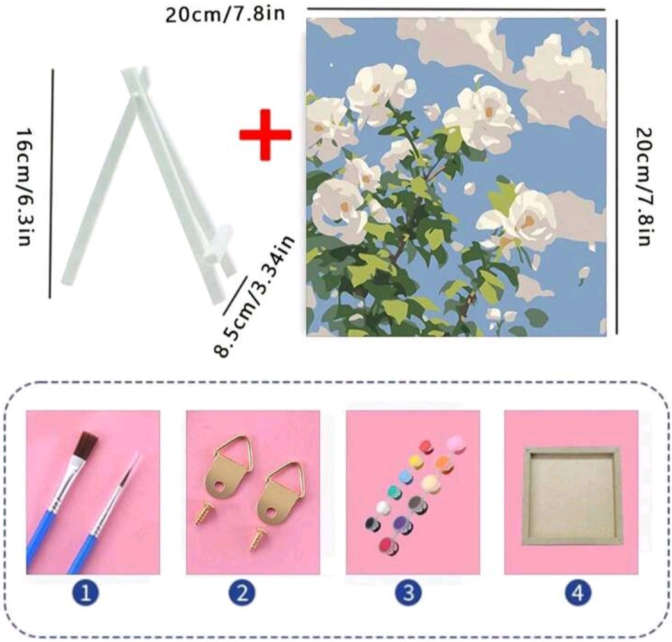 Paint by Numbers: Block Framed White Roses