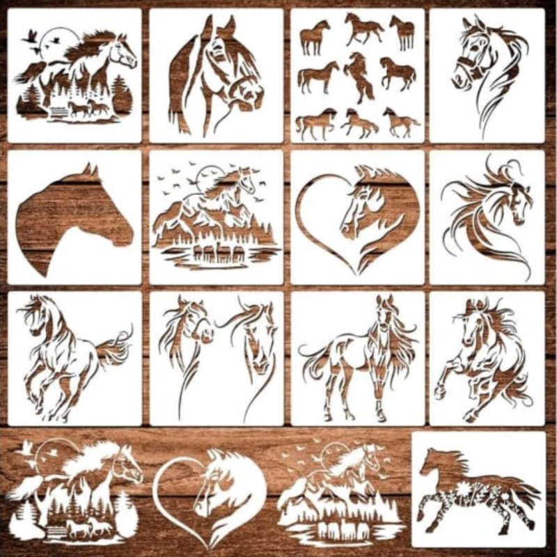PVC Stencil: 13Pc Horse-Themed