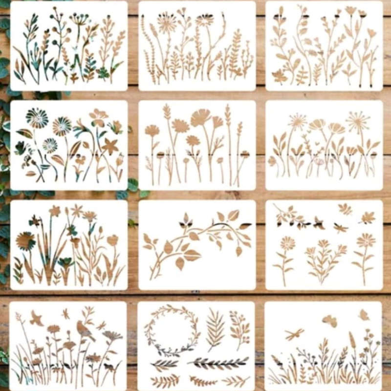 PVC Stencil: 12pc Flower Detail