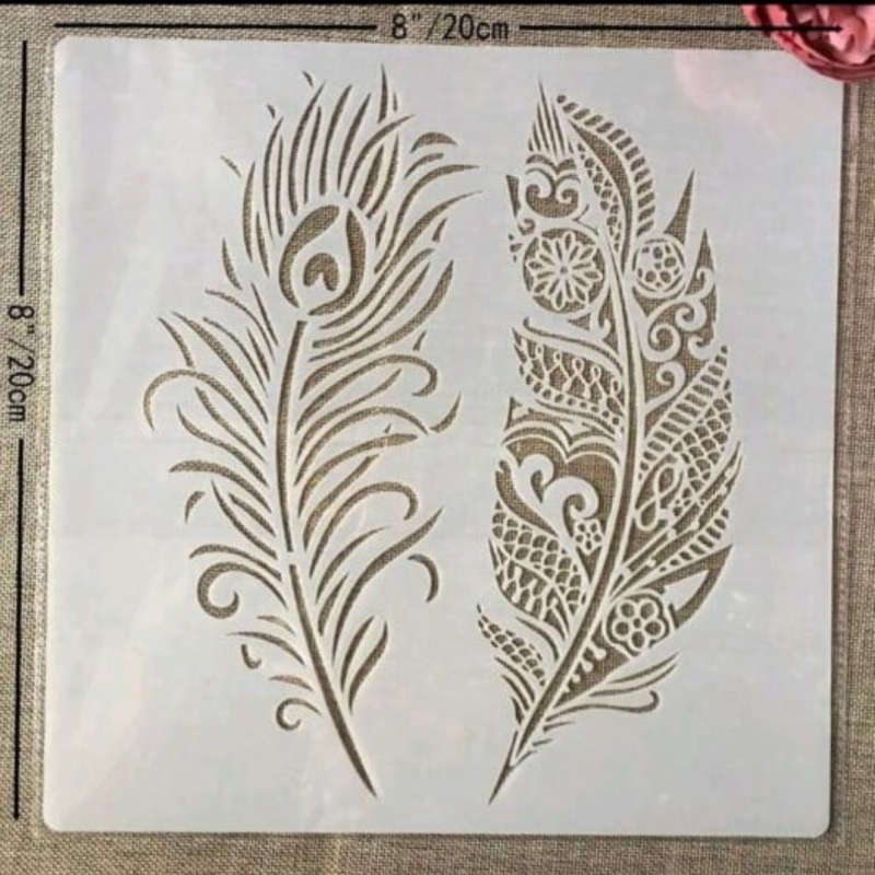PVC Stencil: 2 Feathers Painting Stencil