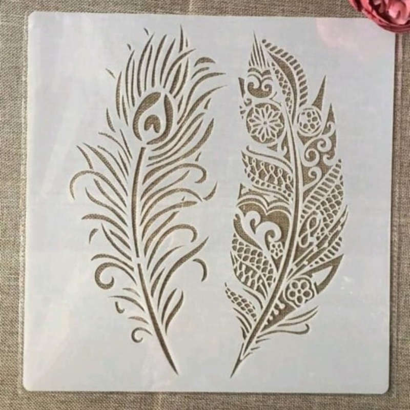 PVC Stencil: 2 Feathers Painting Stencil
