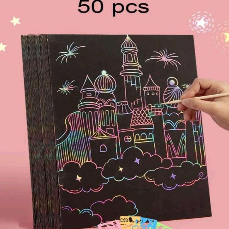 50Pc Scratch Paper with Bamboo Sticks