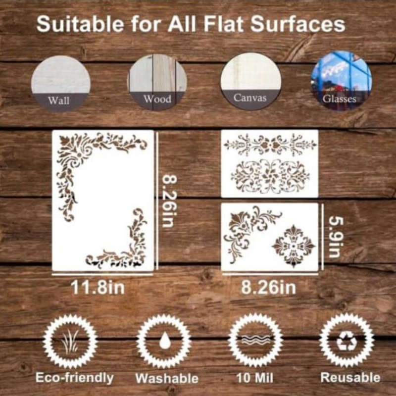 PVC Stencil: 6pc Corner Stencil