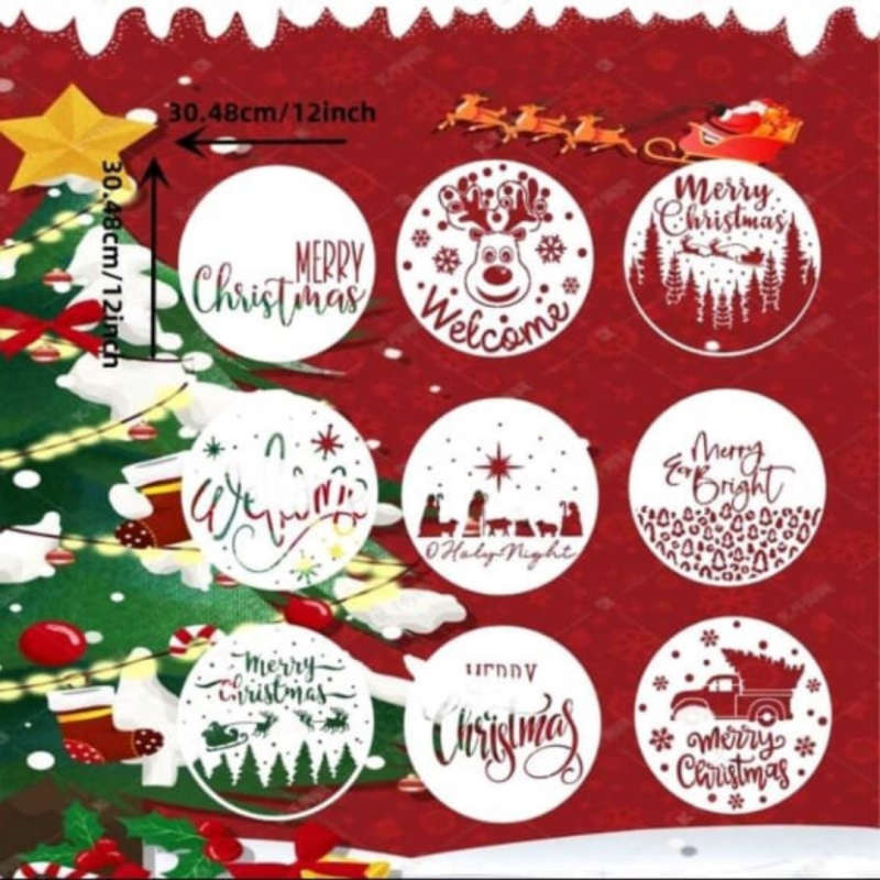 PVC Stencil: 9Pc Christmas-Themed