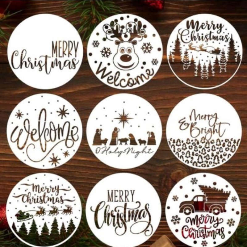 PVC Stencil: 9Pc Christmas-Themed