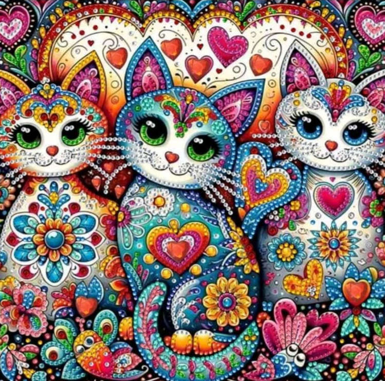 Diamond Dotting: Mandala Kittens
