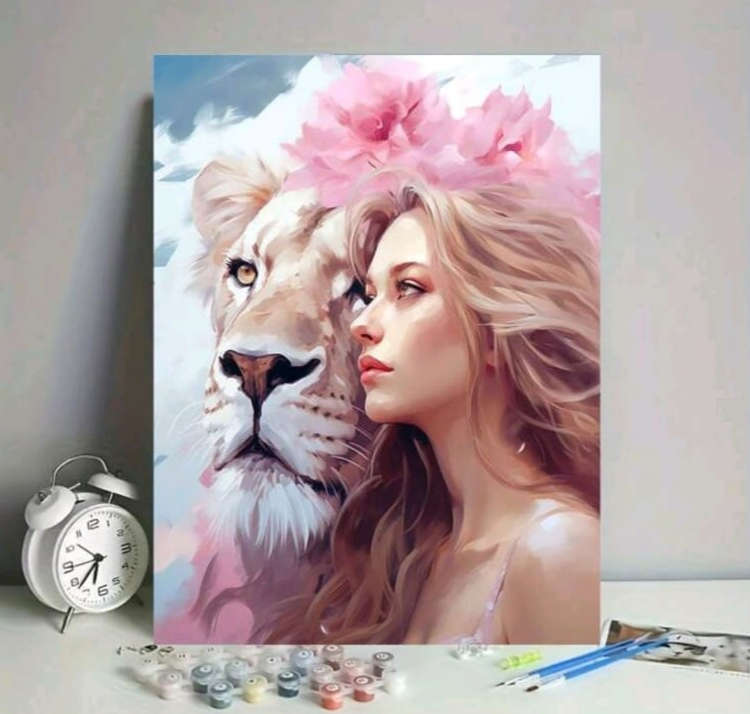 Paint by Numbers: Woman and Lion