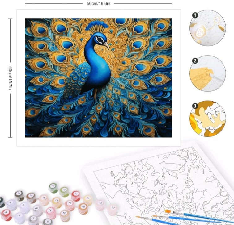 Paint by Numbers: Beautiful Peacock