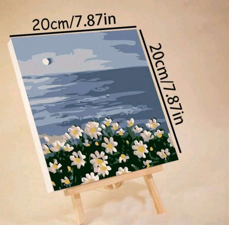 Paint by Numbers: Block Framed Daisies Near Water
