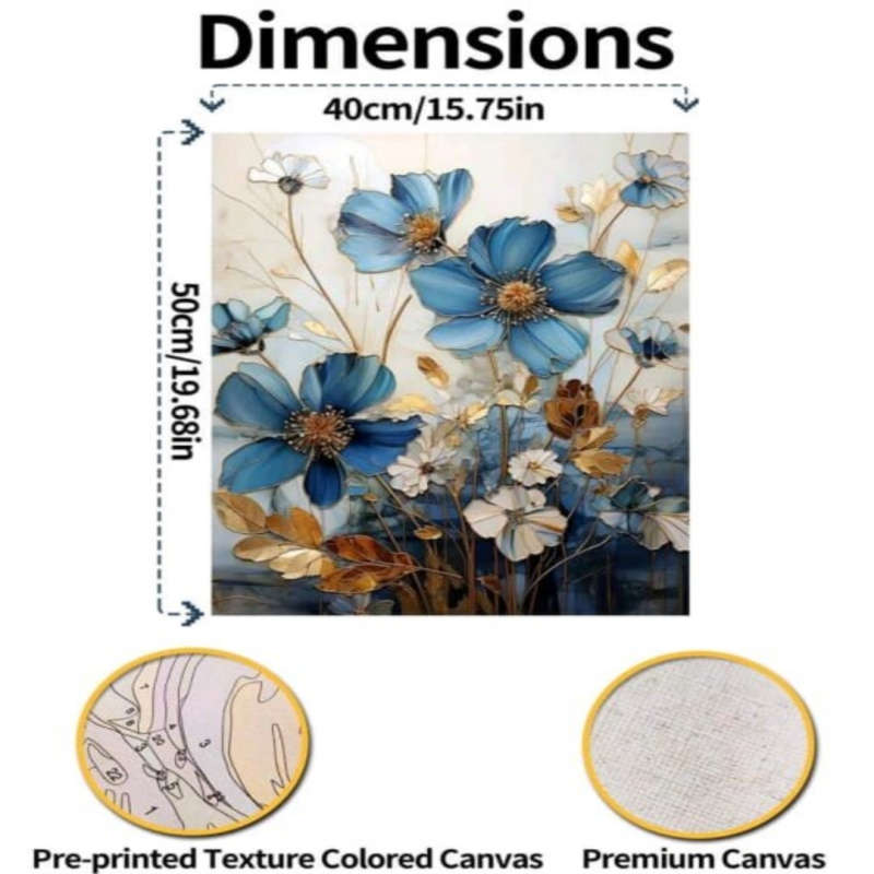 Paint by Numbers: Blue Cosmos Flowers