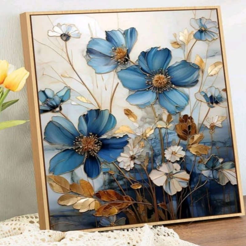 Paint by Numbers: Blue Cosmos Flowers