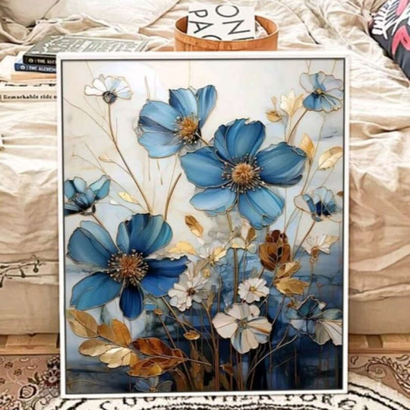 Paint by Numbers: Blue Cosmos Flowers