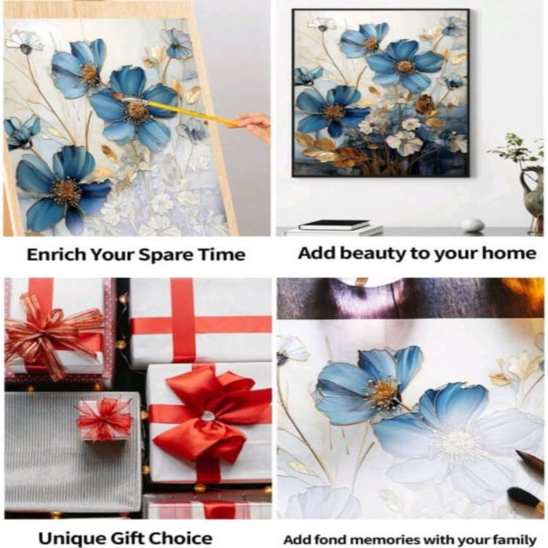 Paint by Numbers: Blue Cosmos Flowers