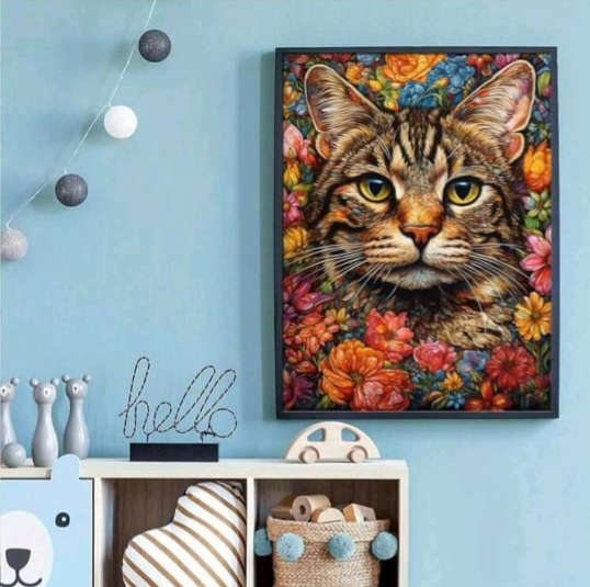 Paint by Numbers: Cat in Flowers