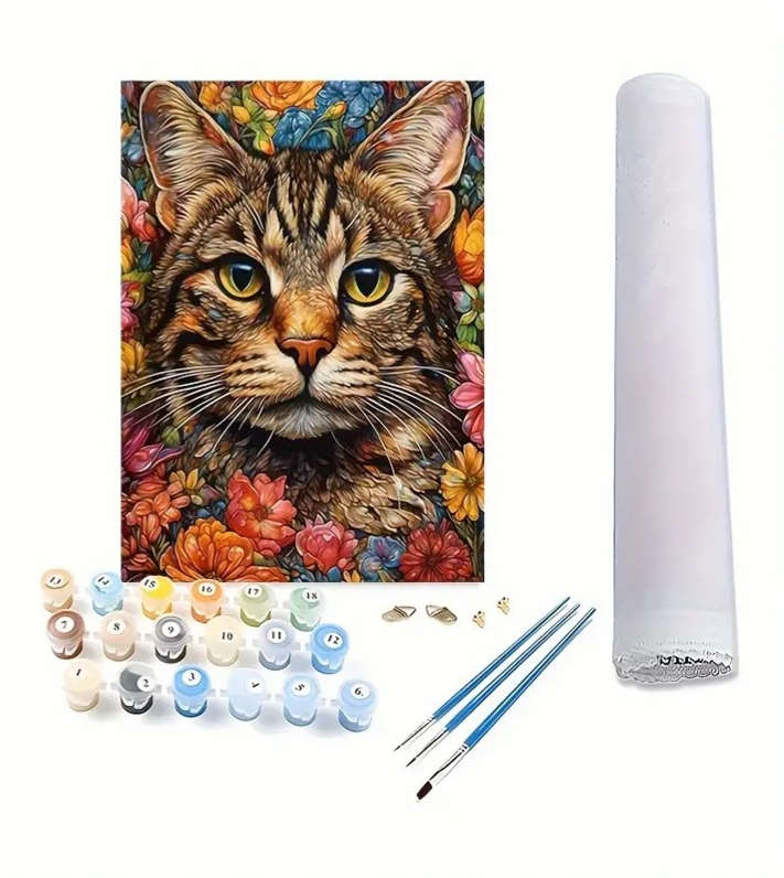 Paint by Numbers: Cat in Flowers