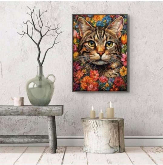 Paint by Numbers: Cat in Flowers
