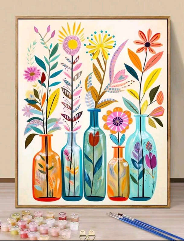 Paint by Numbers: Flowers in Coloured Jars