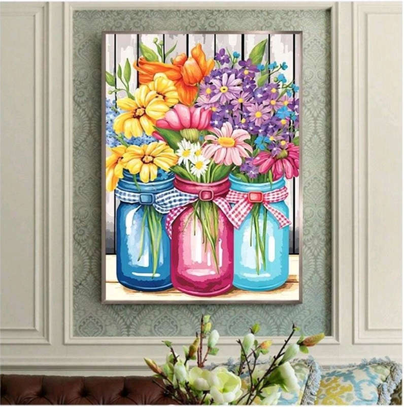 Paint by Numbers: Daisies in Coloured Jars