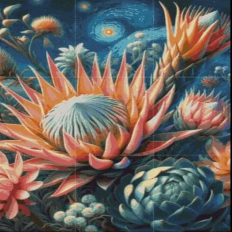 Paint by Numbers: Modern Protea Design
