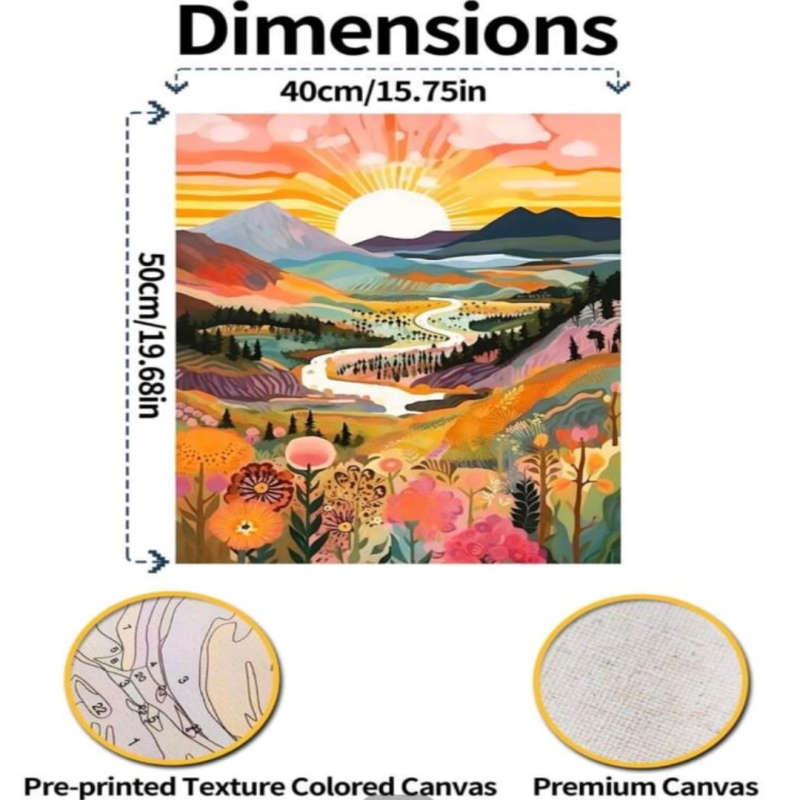 Paint by Numbers: Mountain Sunset Landscape
