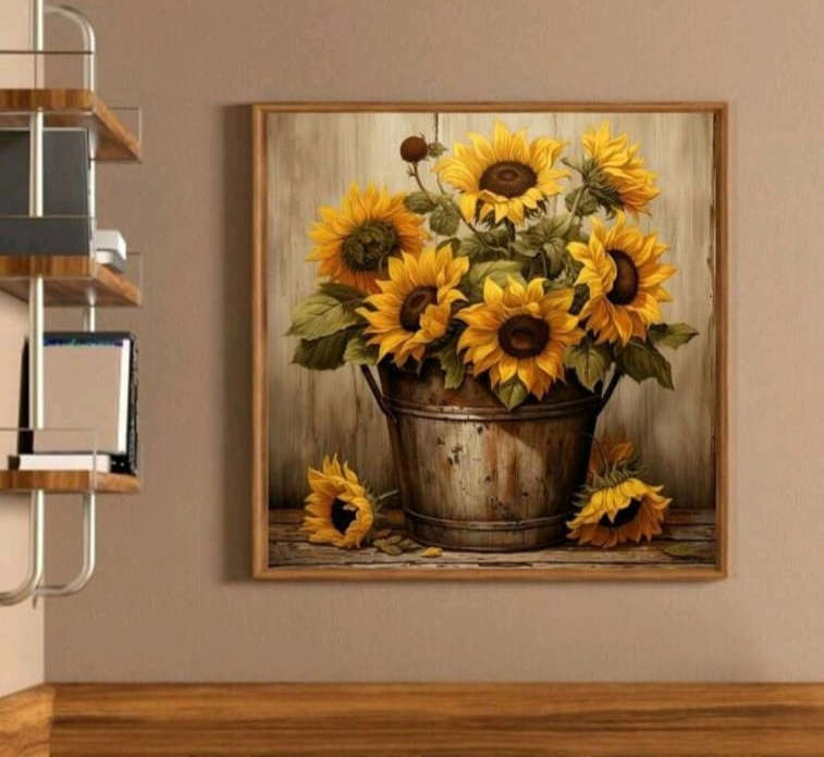 Diamond Dotting: Sunflowers in Flowerpot