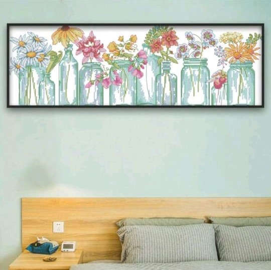 Cross-Stitching: Flowers in Jars