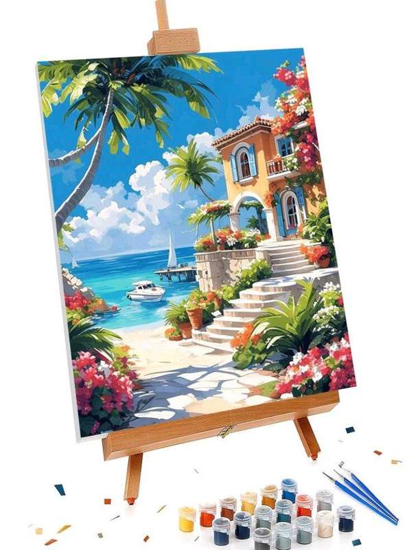 Paint by Numbers: Tropical City Scape