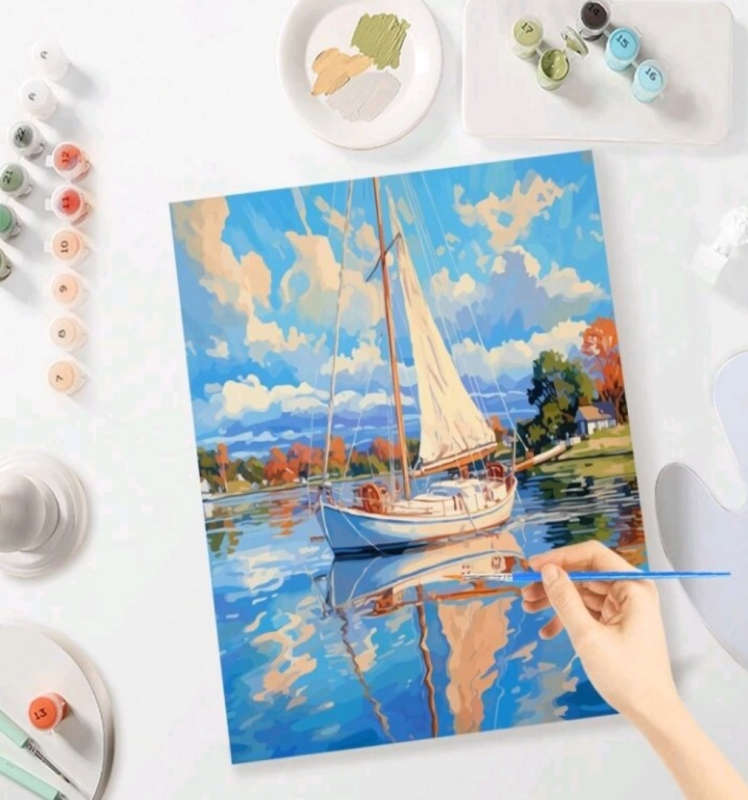 Paint by Numbers: Boat in a Lake