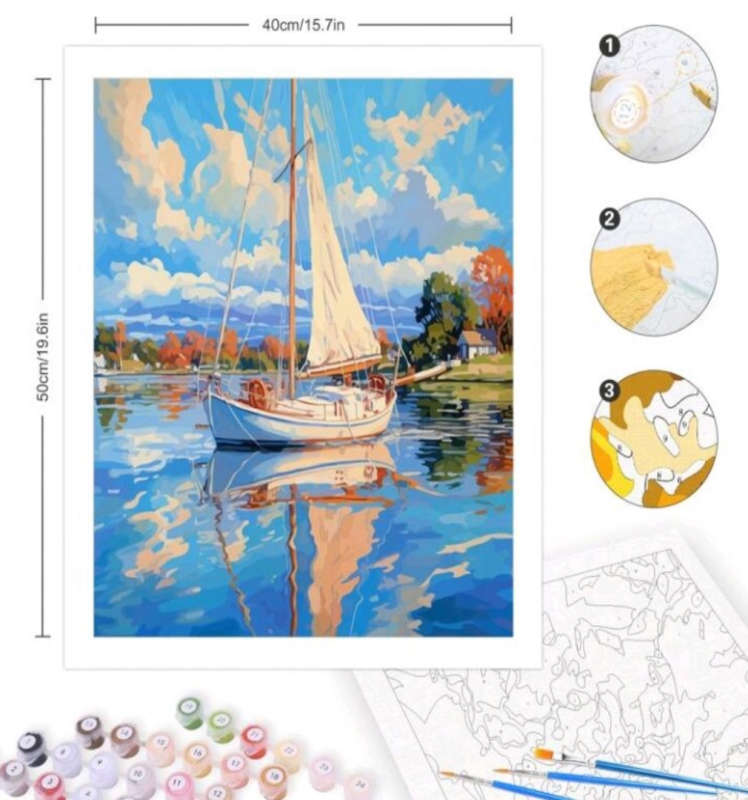 Paint by Numbers: Boat in a Lake