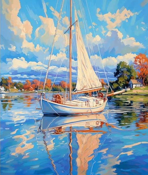 Paint by Numbers: Boat in a Lake