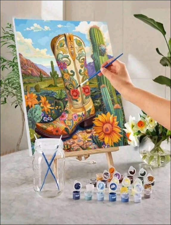 Paint by Numbers: Cactus and Cowboy Boot