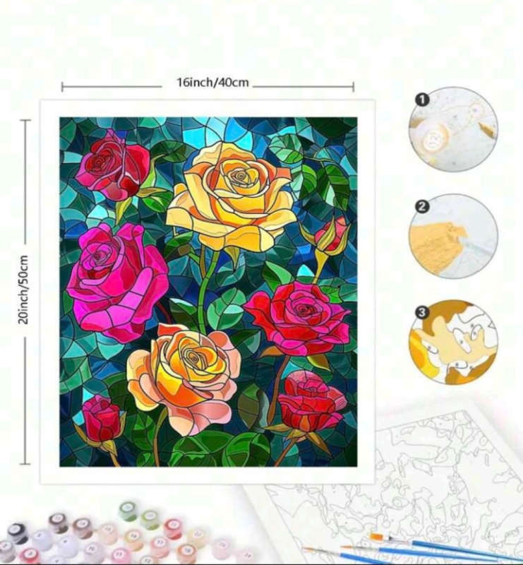 Paint by Numbers: Roses in Painted Glass