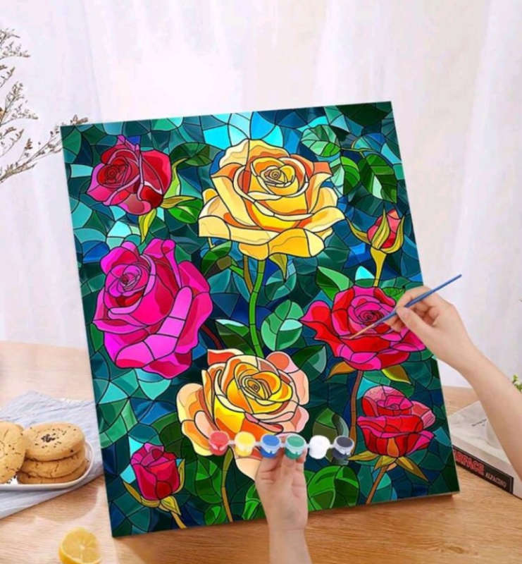 Paint by Numbers: Roses in Painted Glass