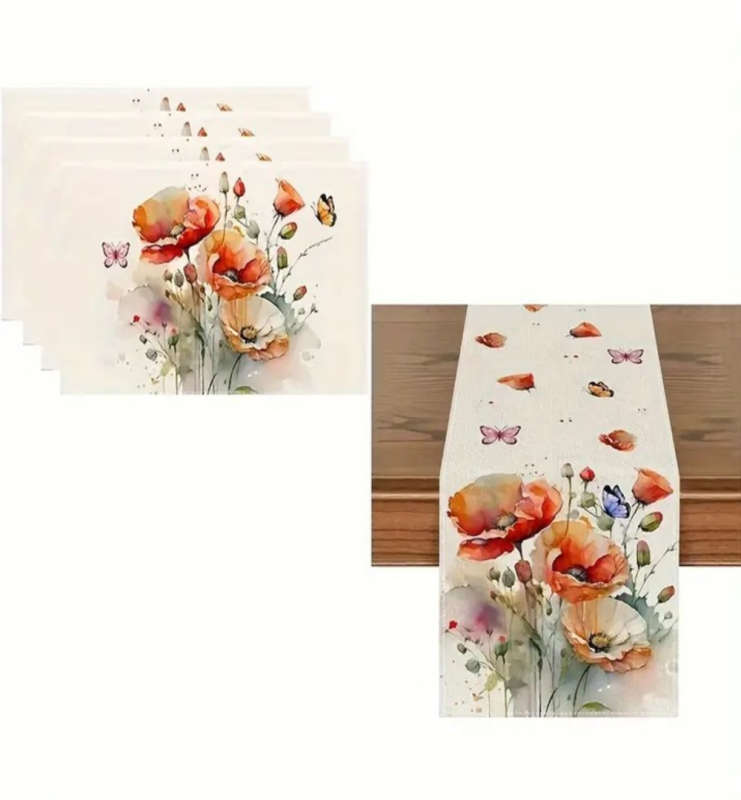 Table Runner - Orange Flowers