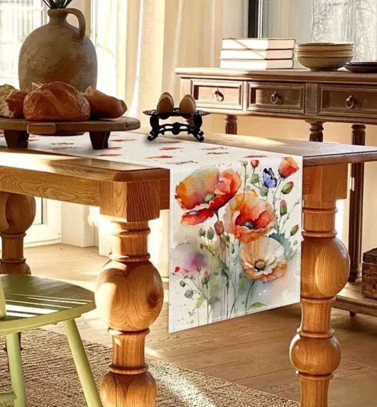Table Runner - Orange Flowers