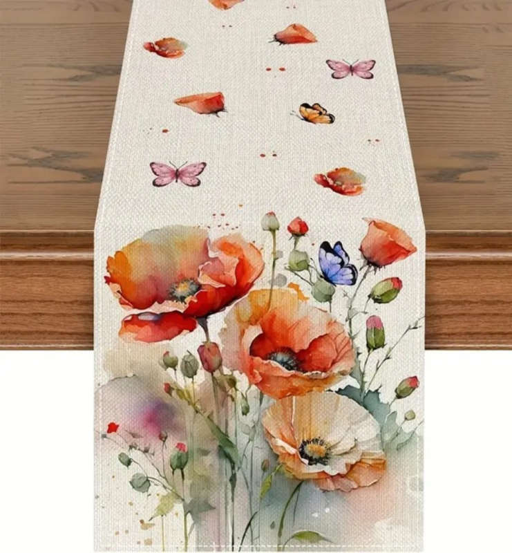 Table Runner - Orange Flowers